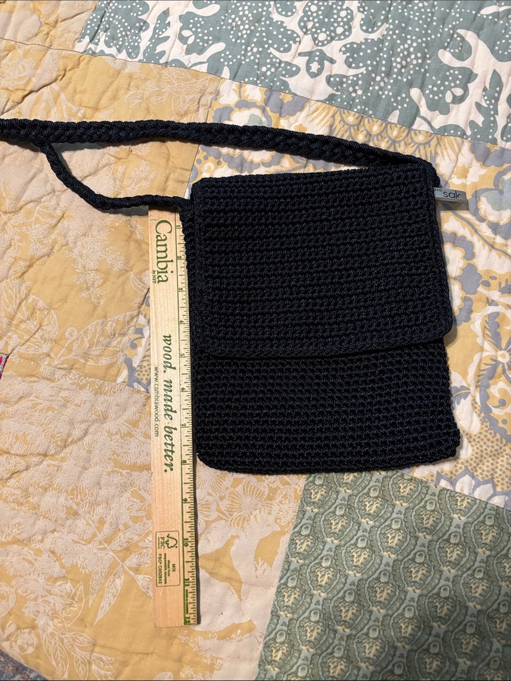 Black Crocheted Crossbody Bag